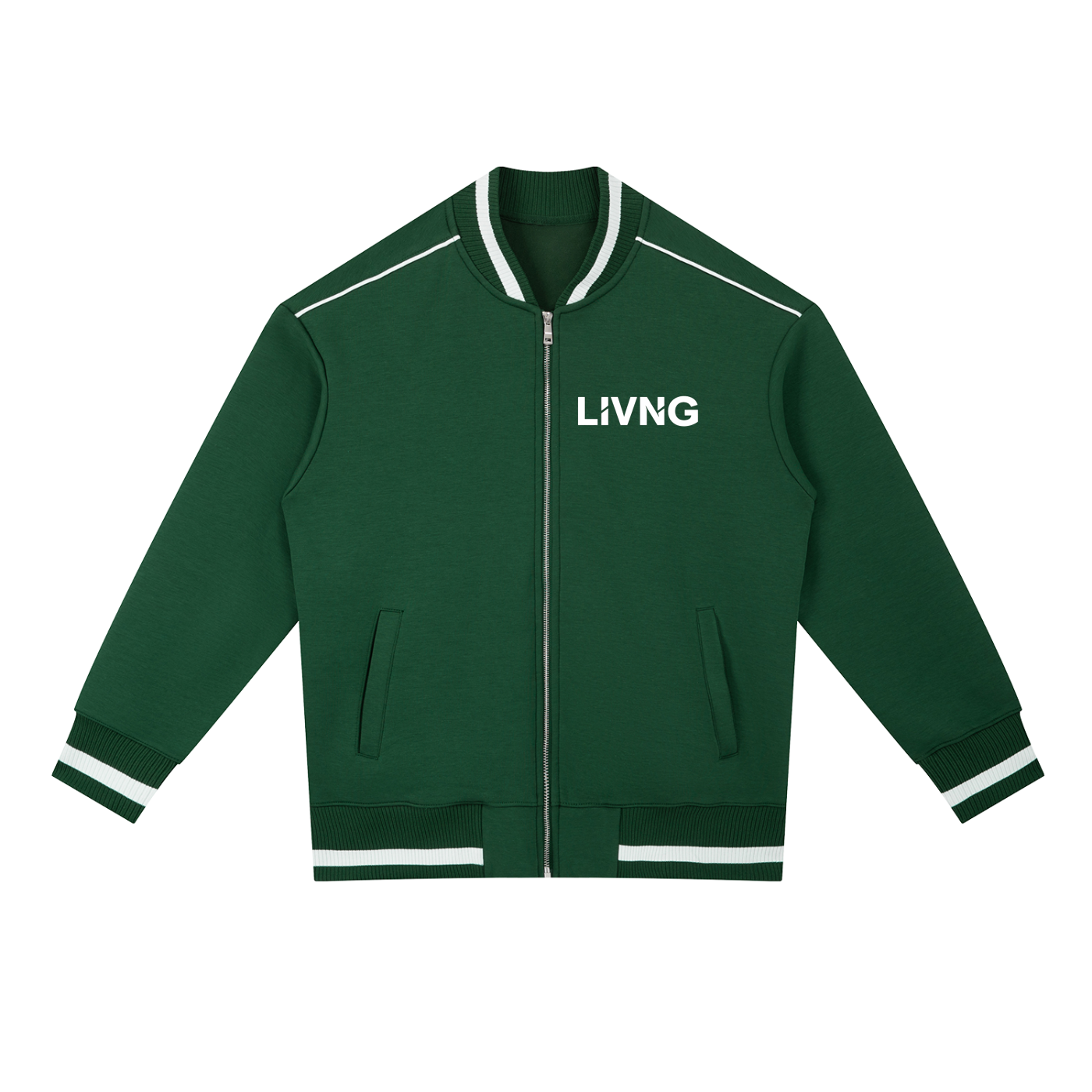 Contrast Piping Zip Bomber Jacket