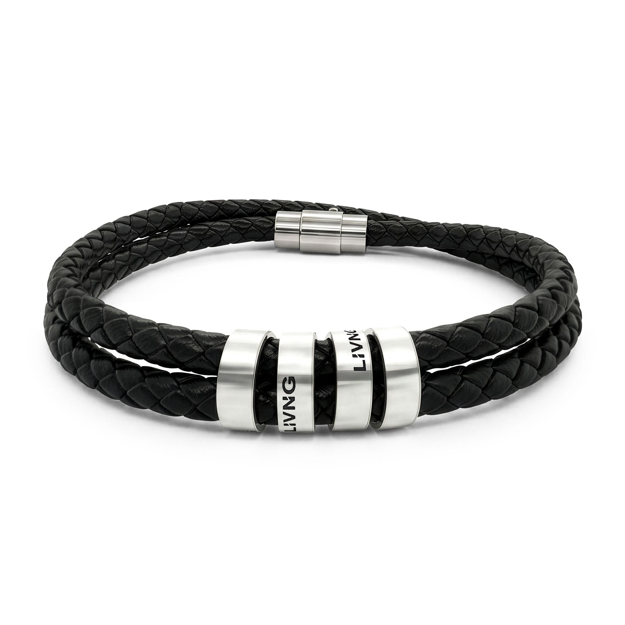 Leather Bracelet with Beads (Engraving)