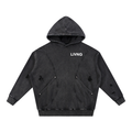 Snow Washed Distressed Panel Pocket Hoodie