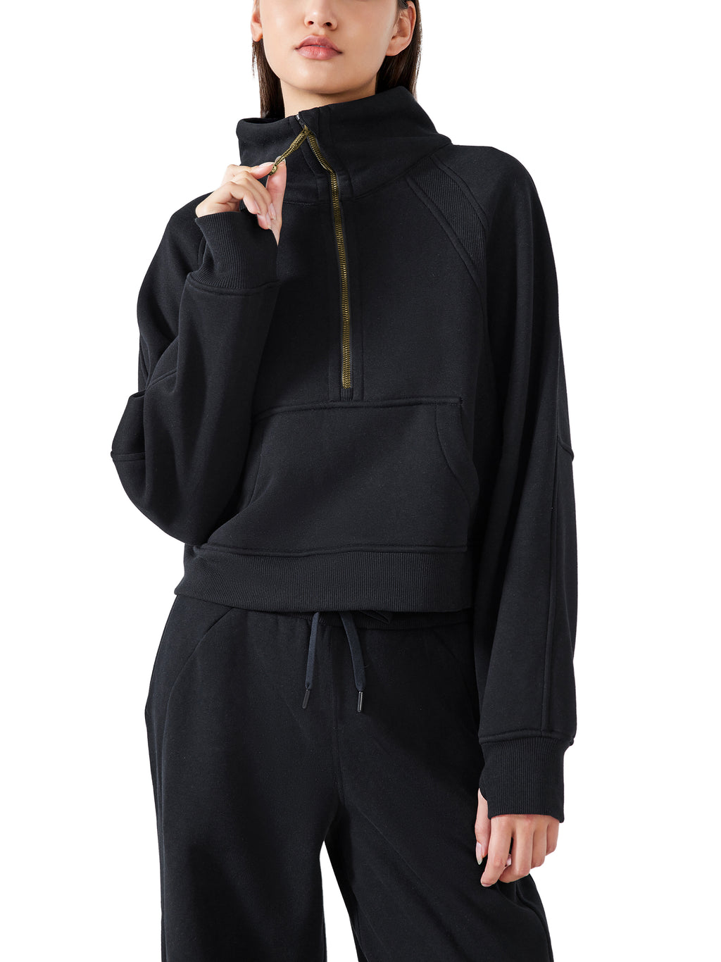Womens Cropped Half-Zip Sweatshirt